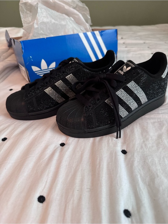 adidas Shoes - adidas Originals Superstar II sneakers in black and silver dimantes